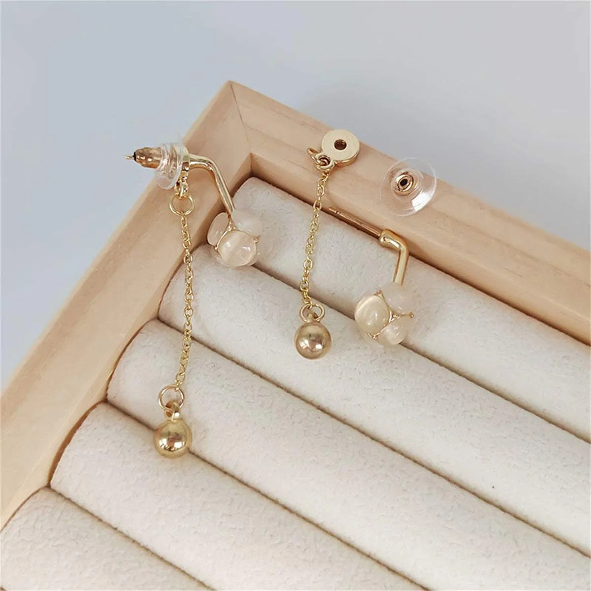 Traditional Cat's Eye Cubic Zirconia Goldtone Ball Ear Jackets Consistent