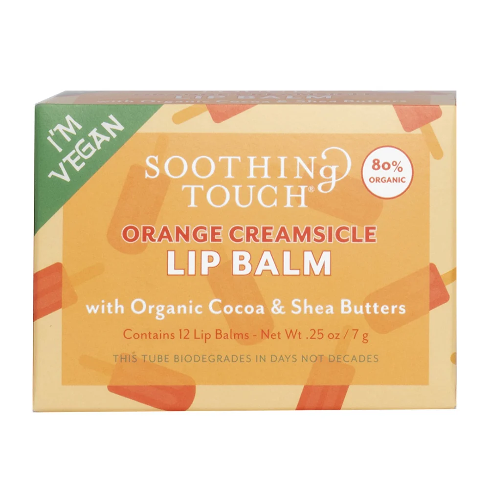 Convenient Soothing Touch Orange Creamsicle Vegan Lip Balm with Organic Ingredients 12Ea Carefully Designed
