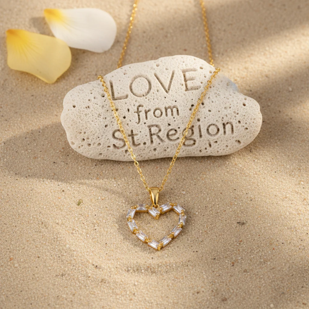 Superior Crystal Goldtone Open Heart Pendant Necklace Trendy