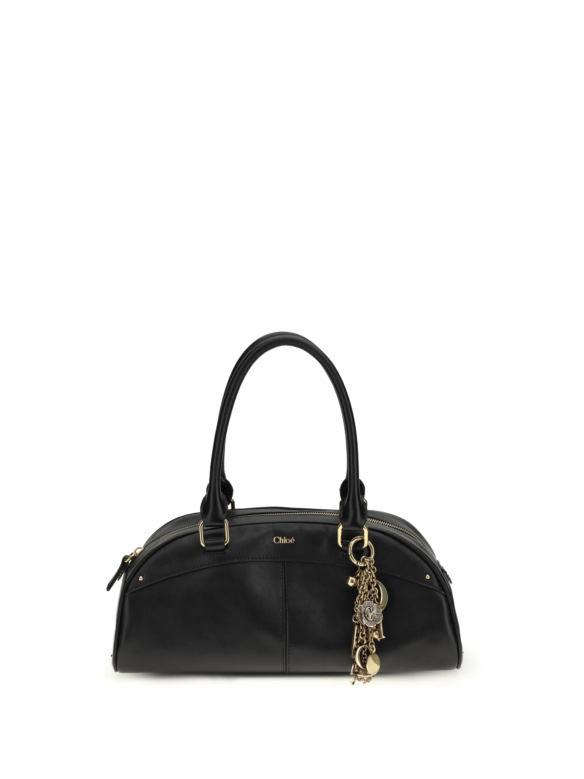 Contemporary Bowling Handbag Calfskin Black High-Performance