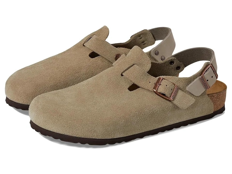Artisan Birkenstock Tokio Suede Leather Footbed Clogs Sophisticated