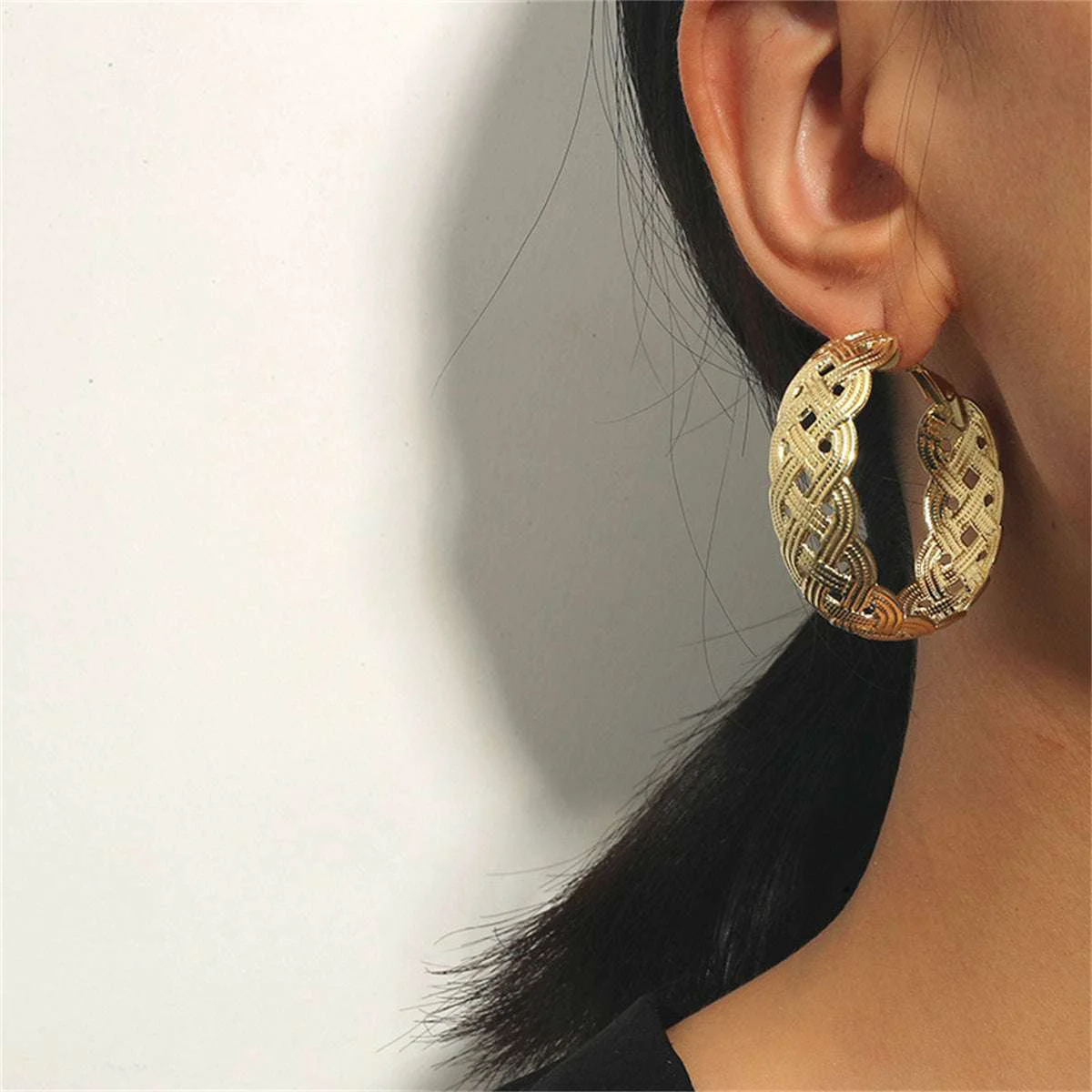User-Friendly Goldtone Weaving Hoop Earrings Trusted