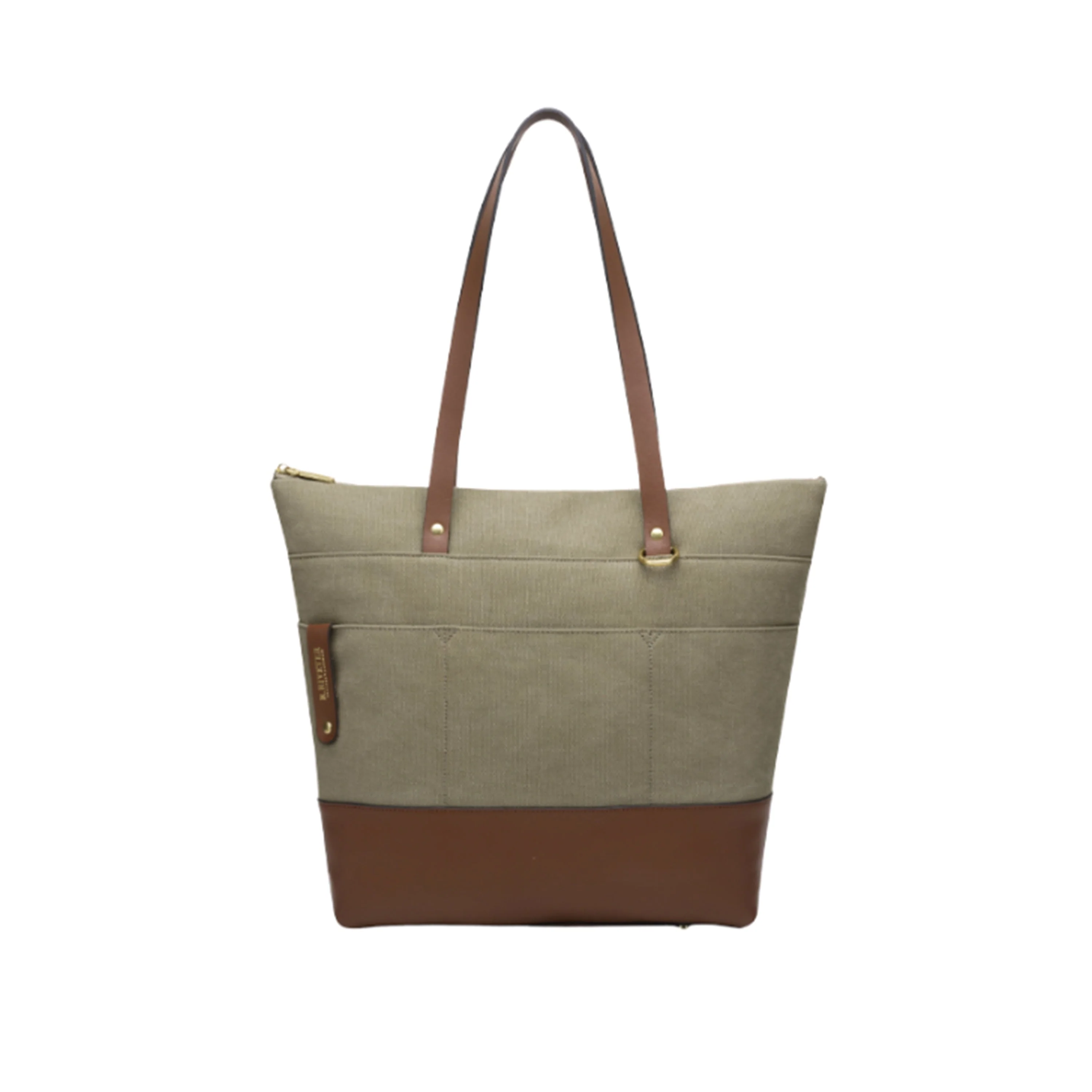 Sustainable Harriet Tote Bag Fatigue Washed Canvas Brown Leather Selected