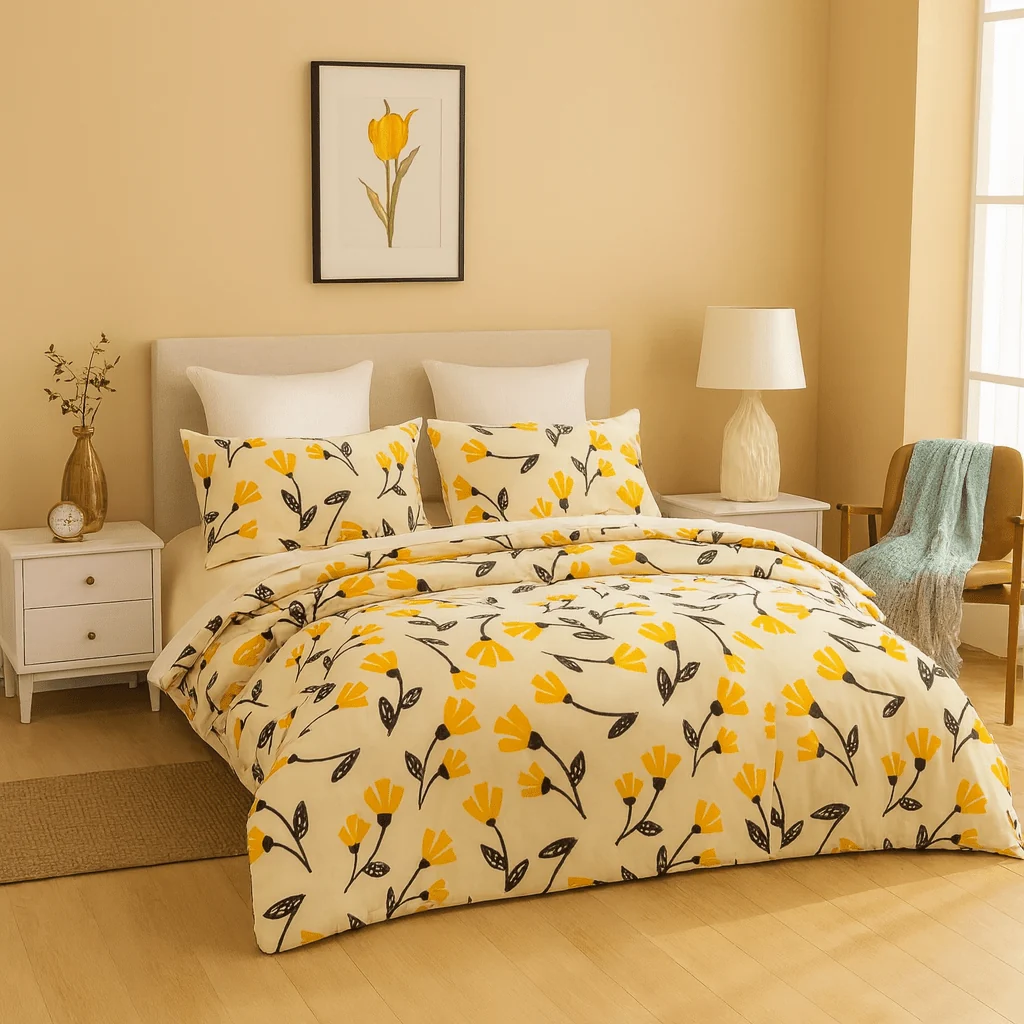 Carefully Designed DaDa Bedding Yellow Fleur Floral Duvet Cover Set Specialty