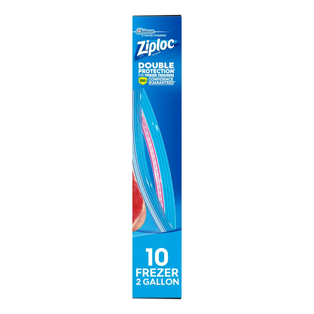 Durable Ziploc zer Two Gallon Bags 10 Ct Recyclable
