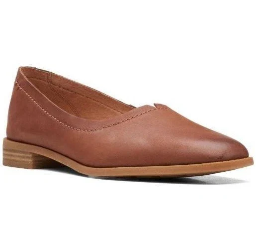 Detailed Womens Clarks Pure Walk - Dark Tan Leather Comfortable