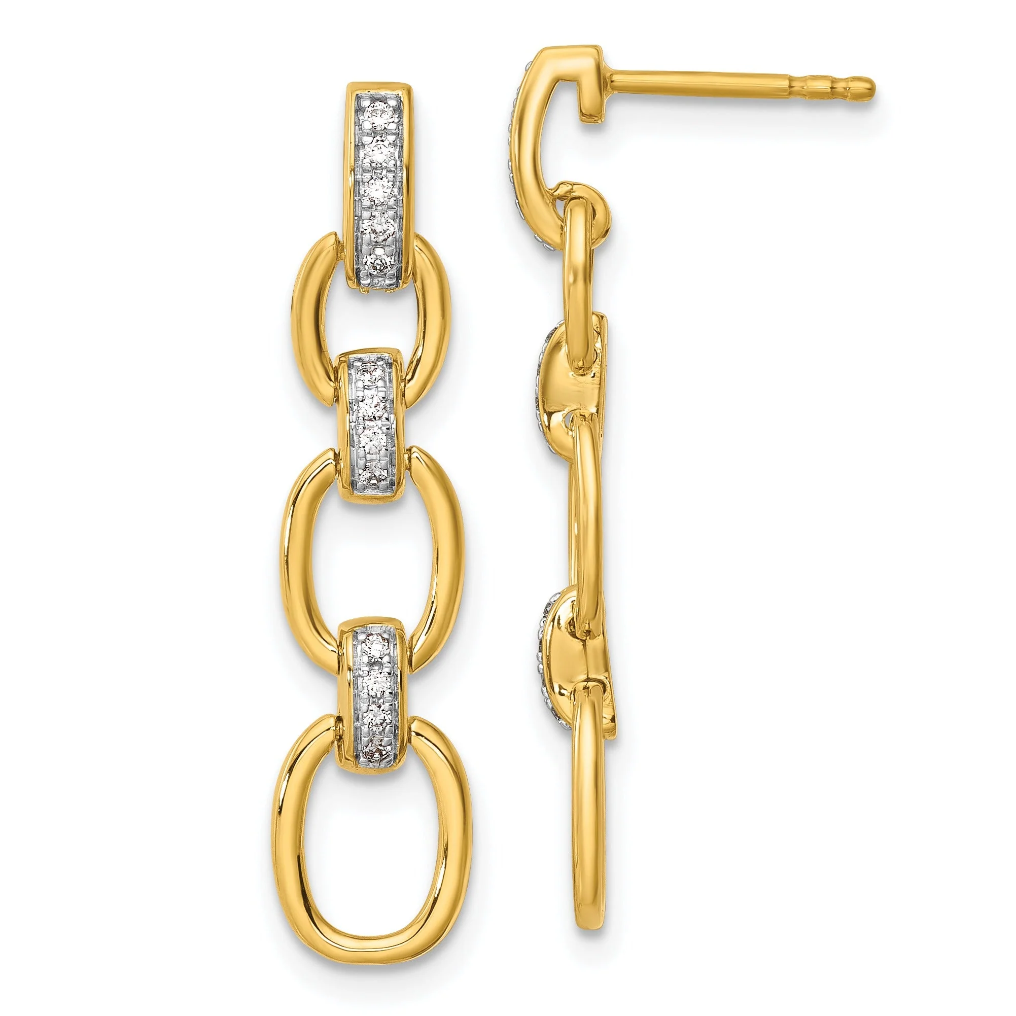 Convenient 14k Yellow Gold Lab Grown Diamond Fashion Dangle Link Post Earrings Professional