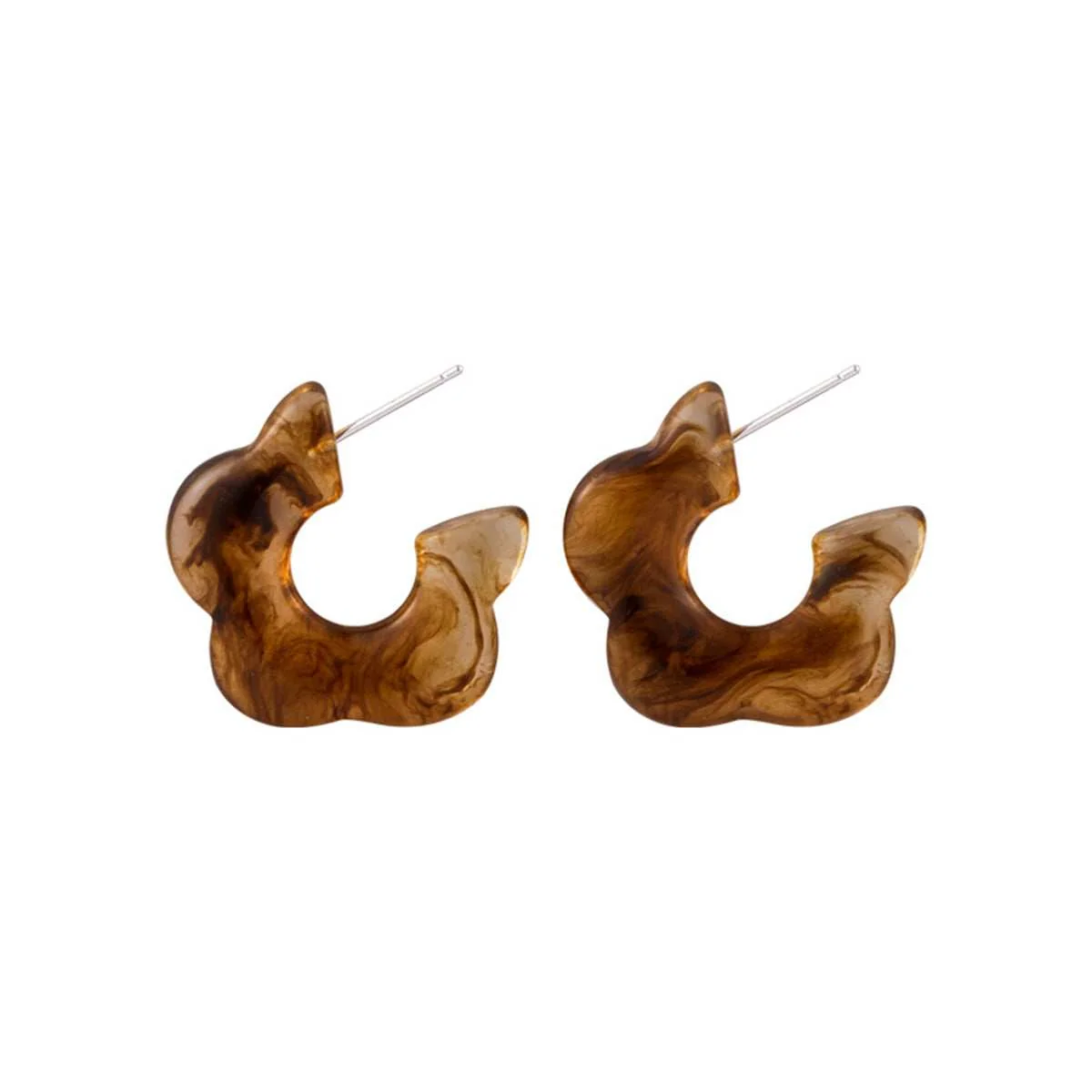Crafted Amber Acrylic Silvertone Flower Stud Earring Efficient