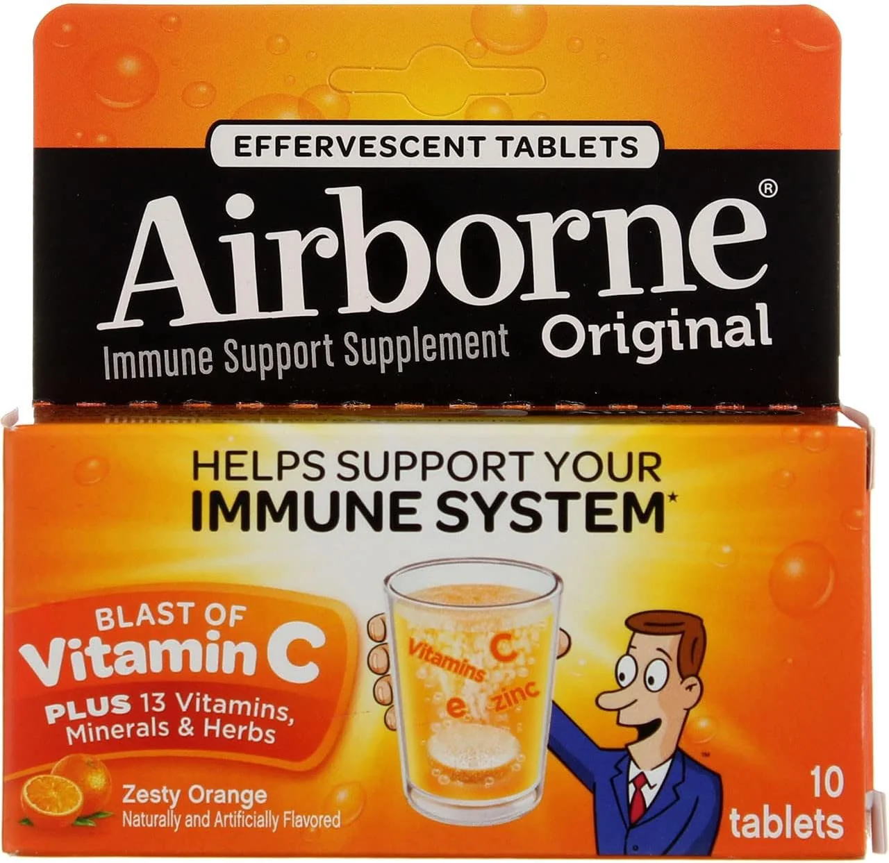 First-Class Airborne Effervescent Supports Immune System Health Formula Tablets Orange - 10 Ea Fine Crafted