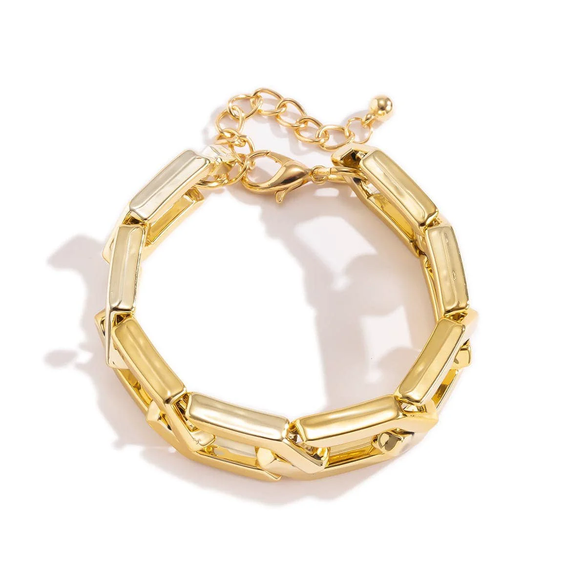 Certified Goldtone Open Hexagon Chain Bracelet Official