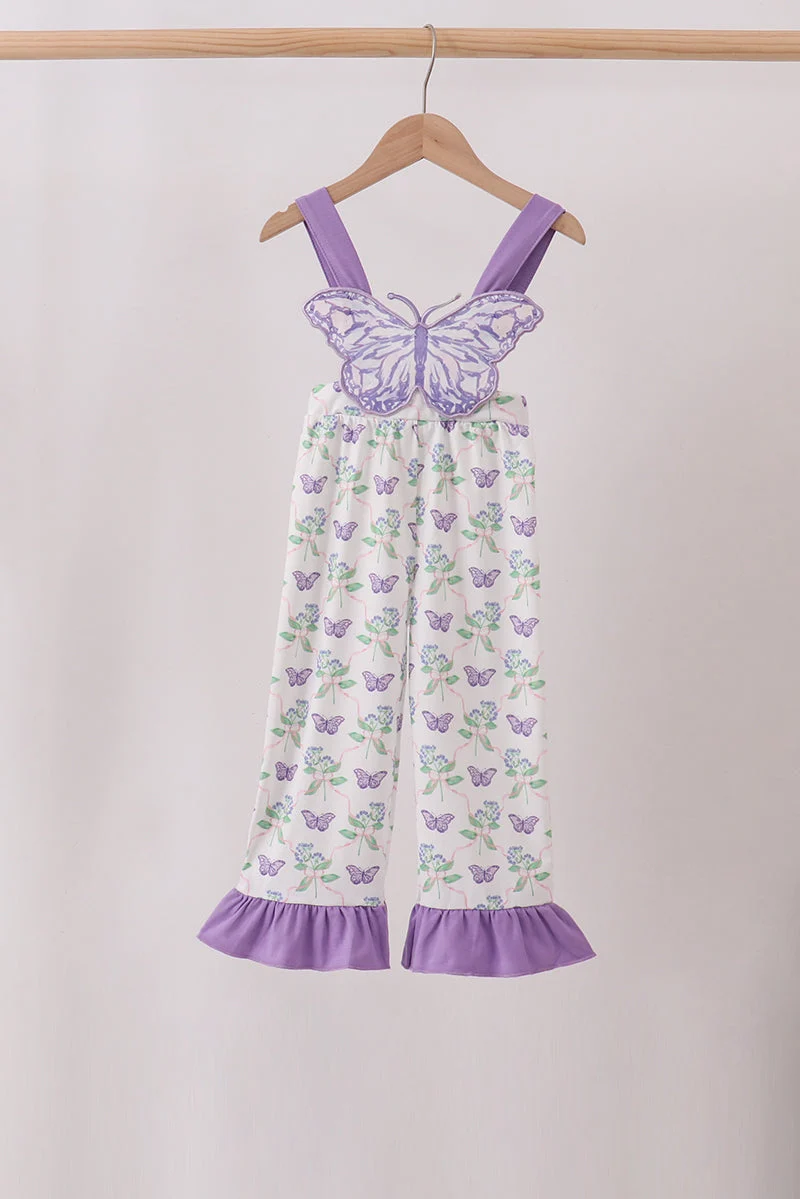 Reusable Purple Butterfly Applique Jumpsuit Powerful