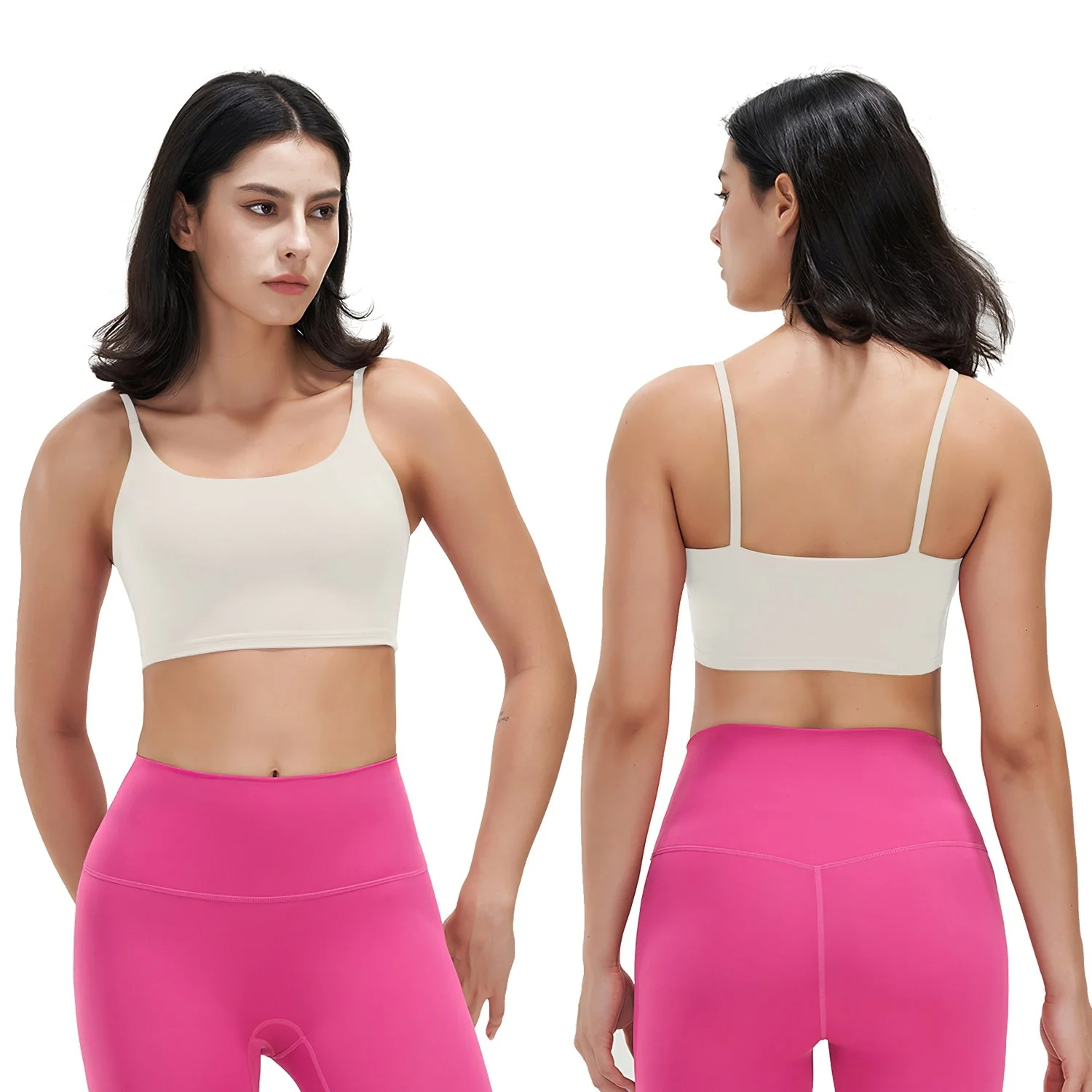 Traditional Women Strap Sport Bras Padded Strappy Crop Square Neck Low Impact Bras Sexy Fitness Tank Tops with Removable Pads Flat Straps for Gym Yoga Workout Run High-Grade