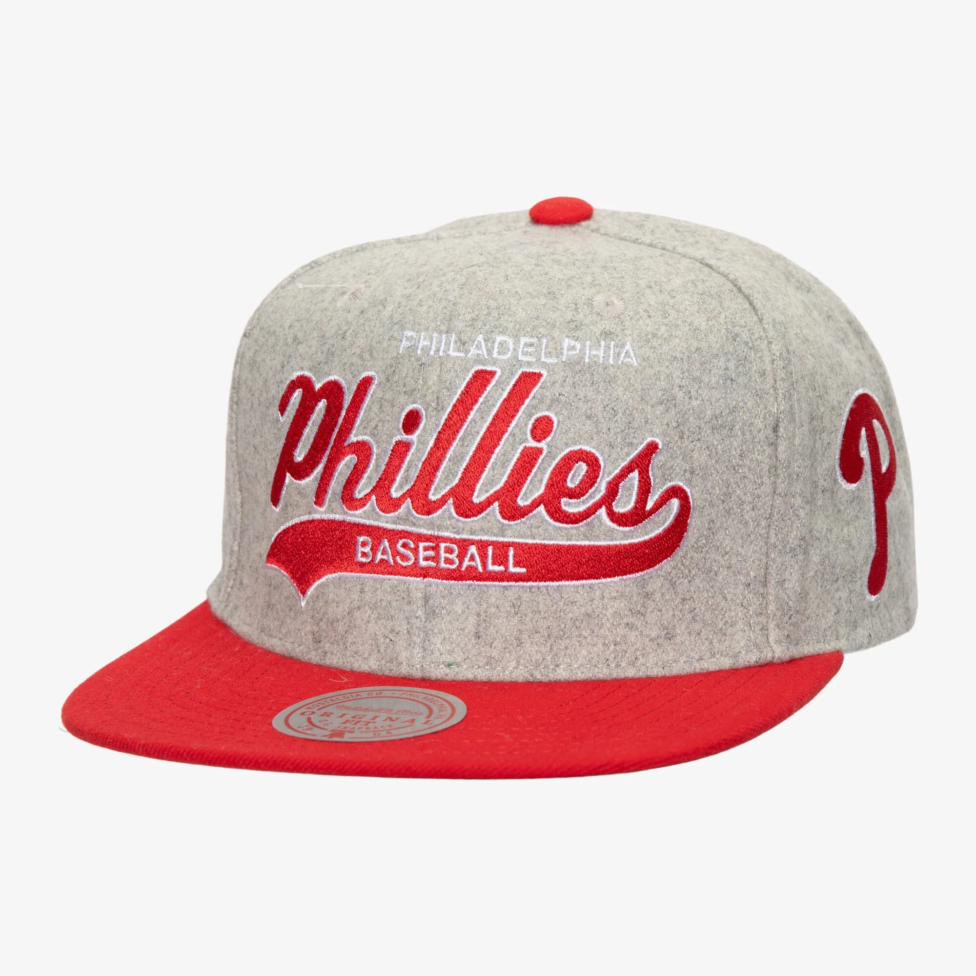 Eco-Friendly Mitchell Ness Men's MLB Tailsweep 2.0 Melton Snapback Phillies Snapback Caps Elite