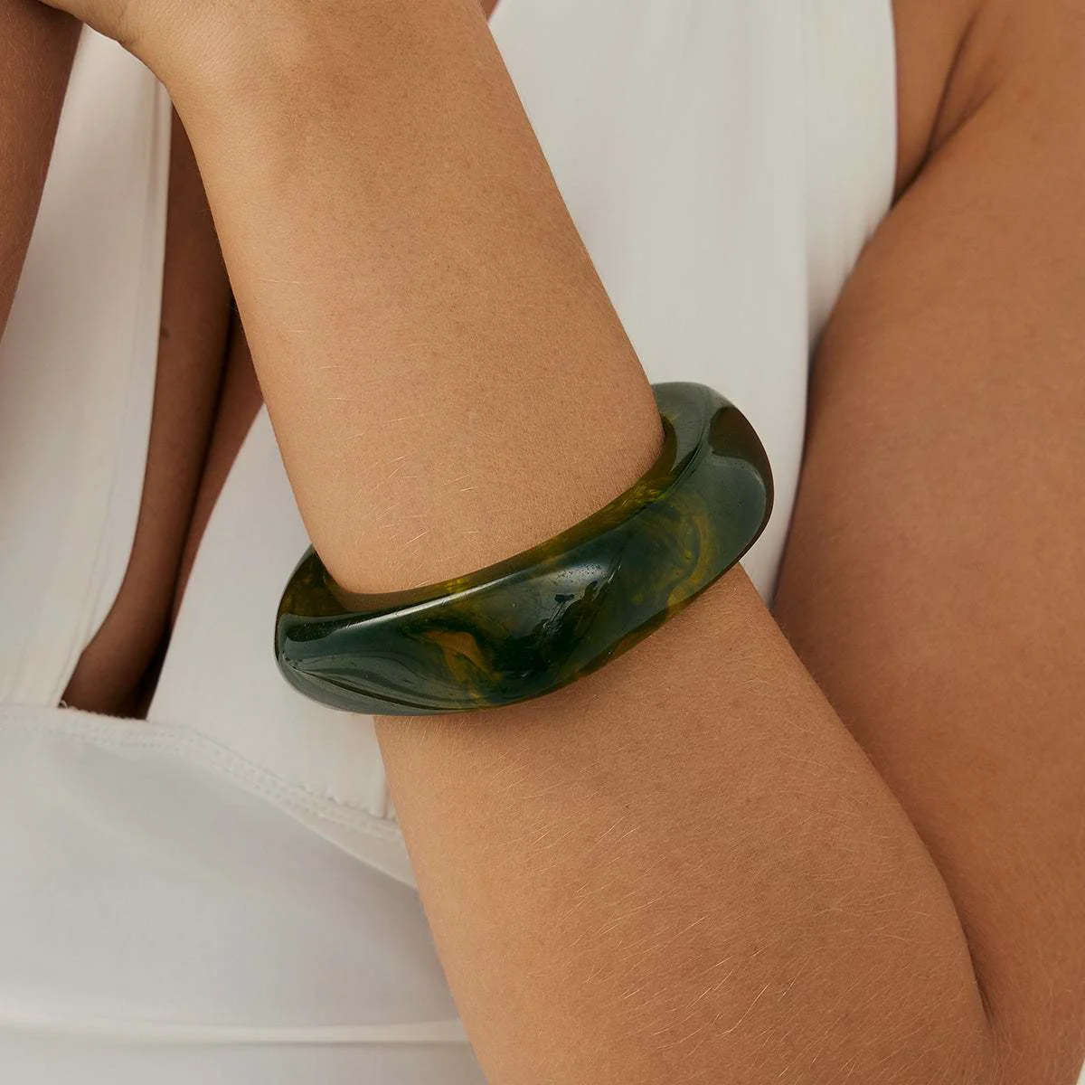 Reliable Green Resin Square Bangle Dependable