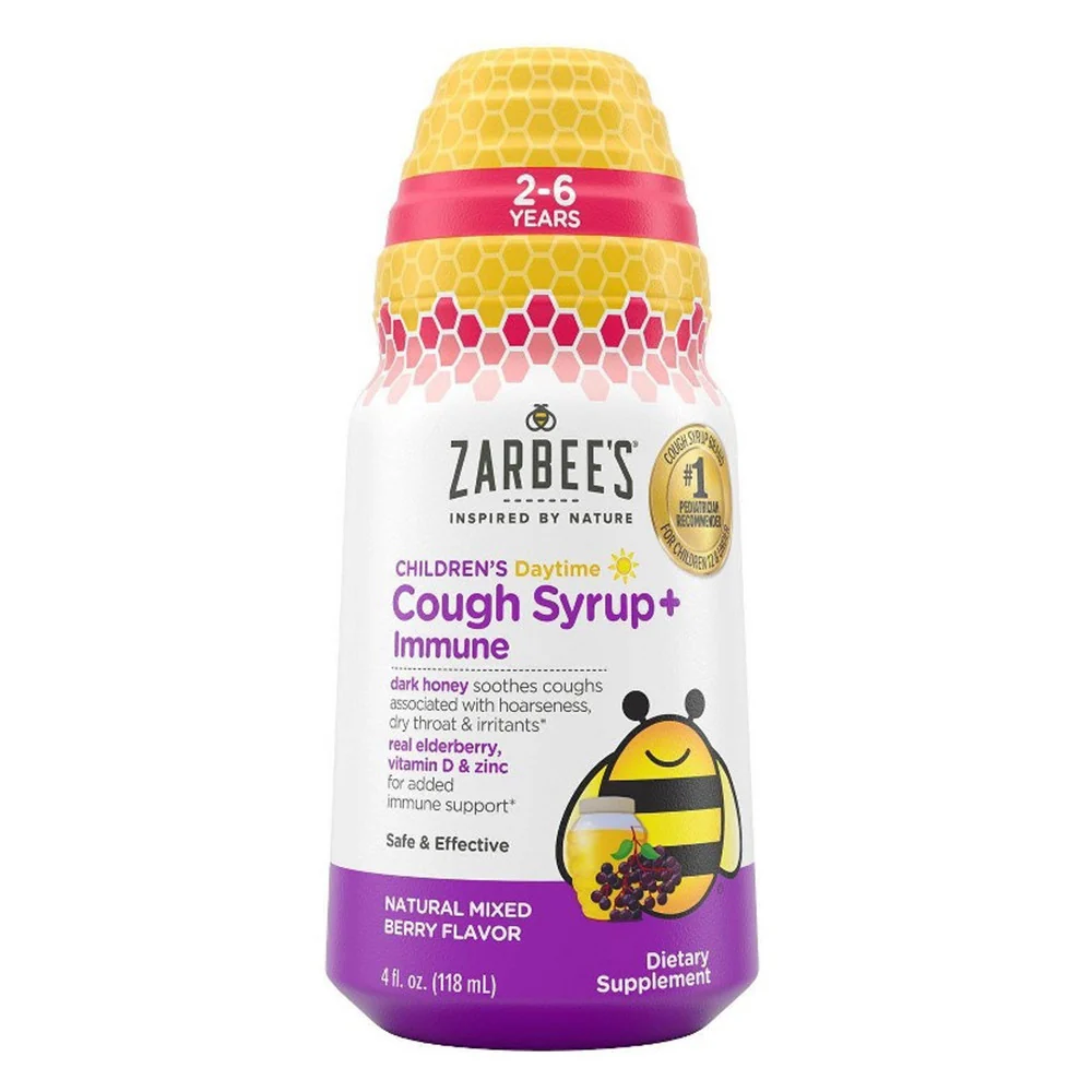 Zarbees Childrens Night Time Cough And Immune Syrup Natural Mixed Berry 118 Ml High-End