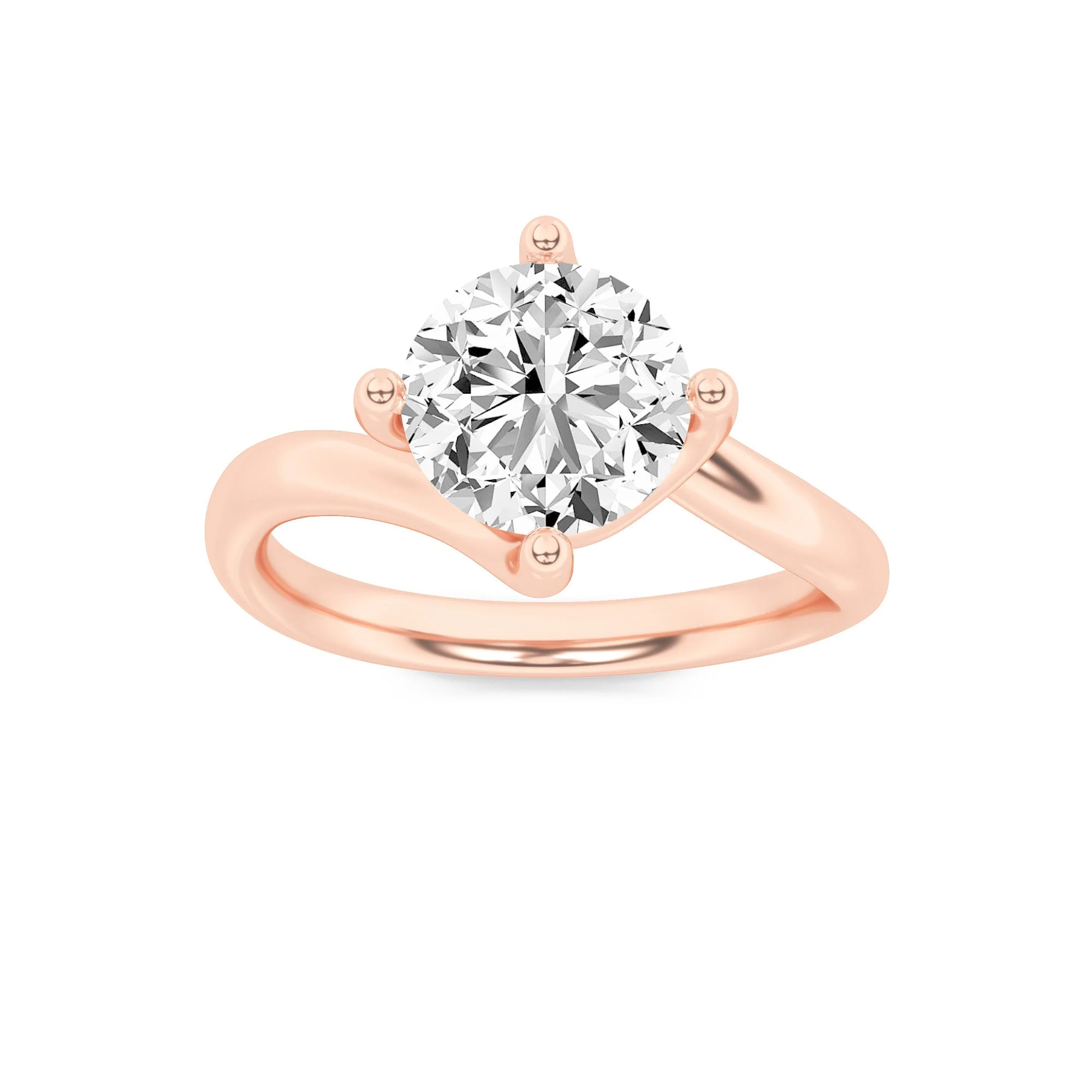 Authentic 1Cttw Round Shaped Lab Grown Diamond F BypassShank Engagement Ring in 14K Gold Expertly Made