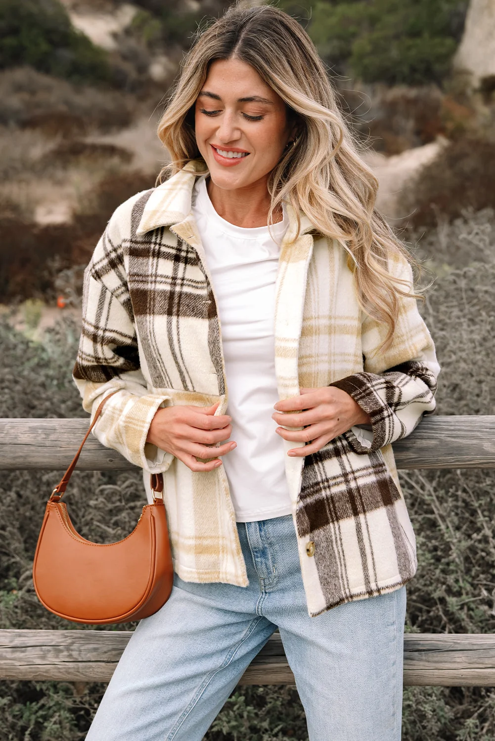 Trusted Threaded Pear Julinique Plaid Patchwork Side Shacket High-Grade
