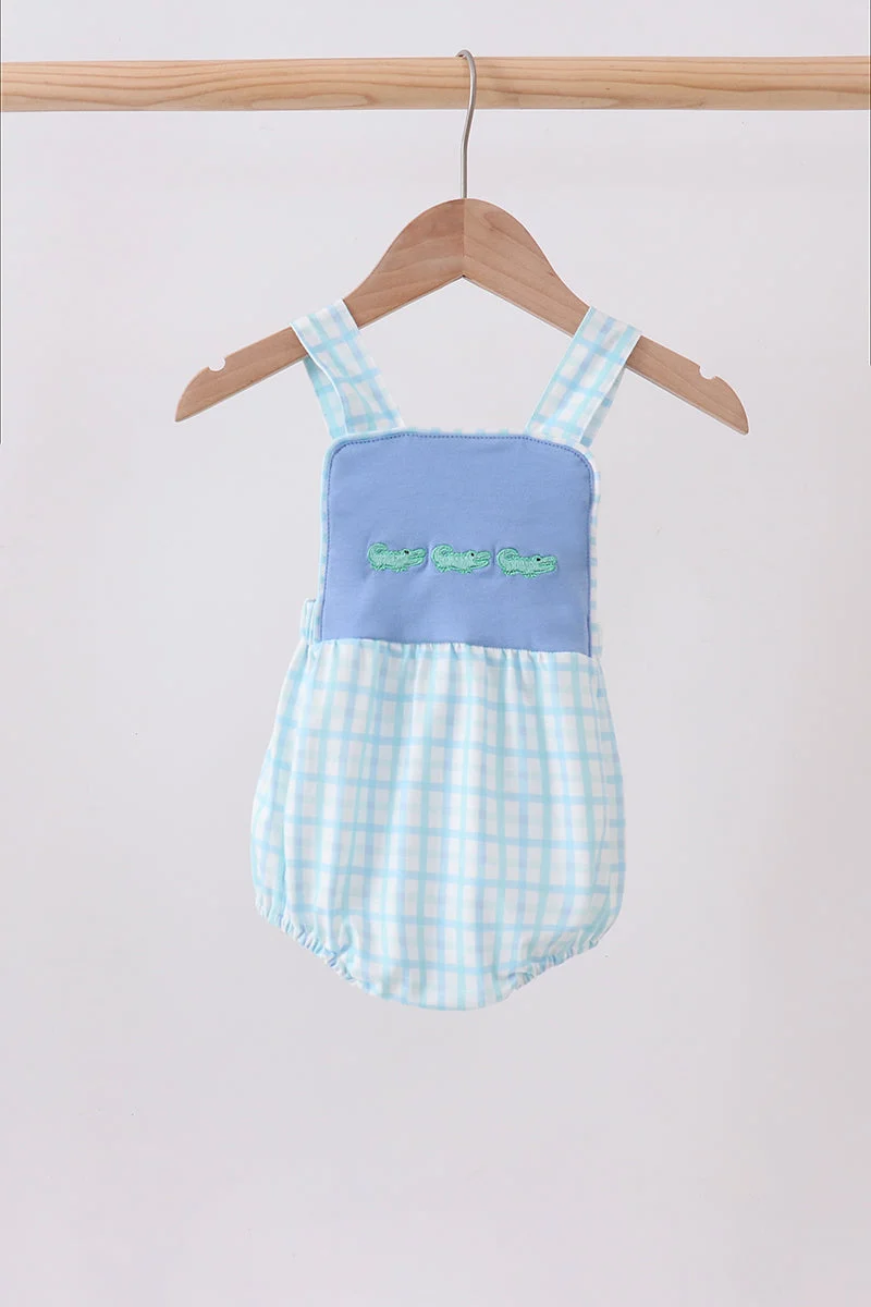 Secure Blue Crocodile Embroidered Bubble High-Quality