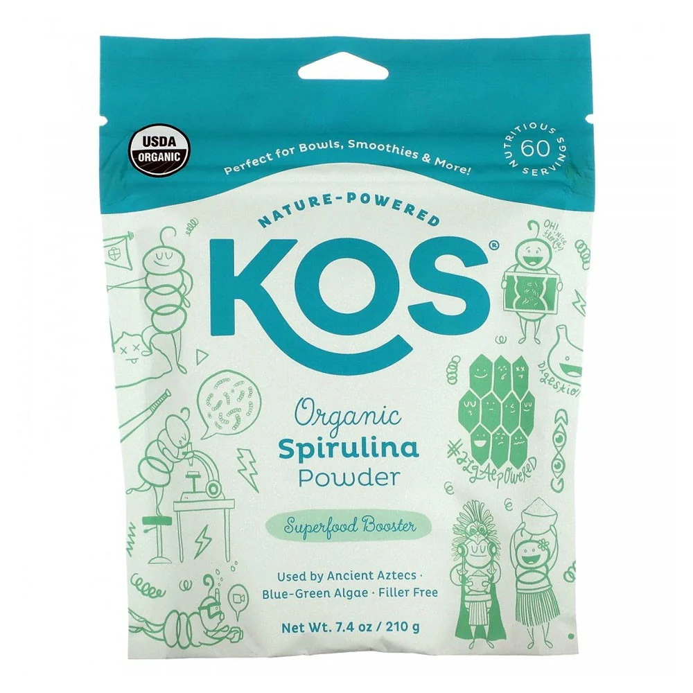 Genuine Kos USDA Organic Spirulina Powder Natural Taste Superfood 7.4 Oz Original Design