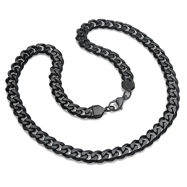 Advanced Classic Black Cuban Link Chain Necklace Lightweight
