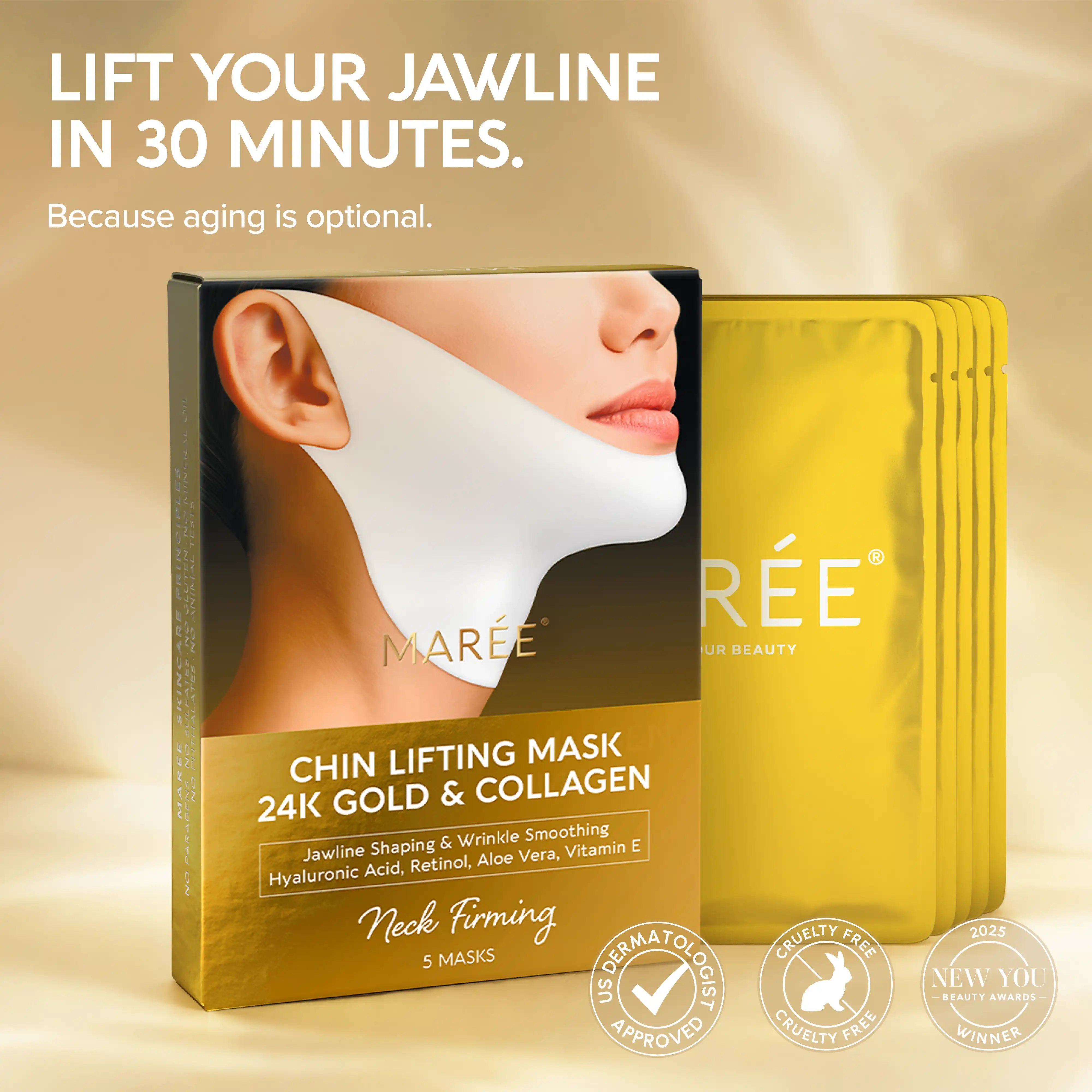 Environmentally Friendly 24K Gold Chin Jawline Lifting Mask Responsible