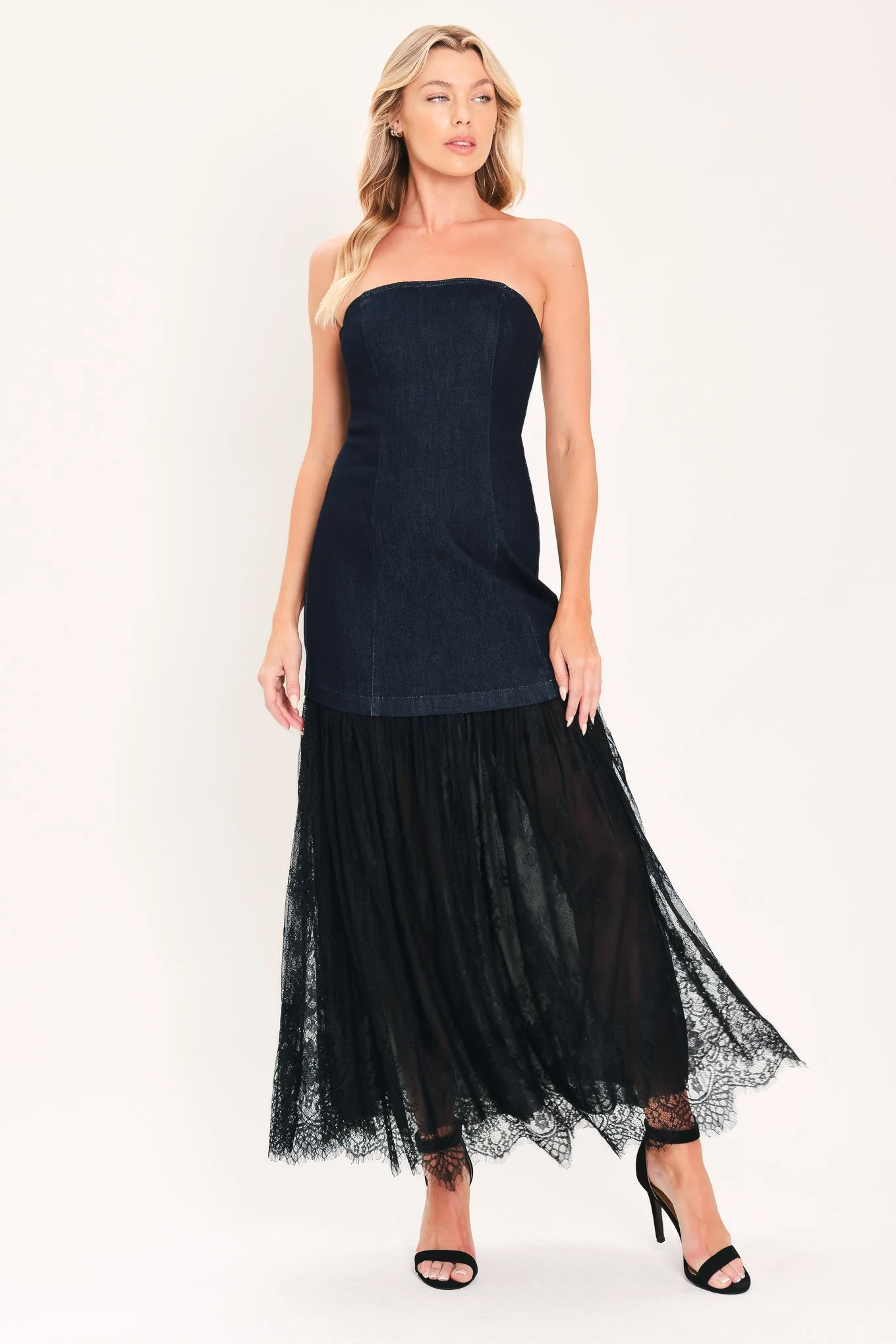 Crafted Midnight Column Muse Denim Tube Dress Flexible
