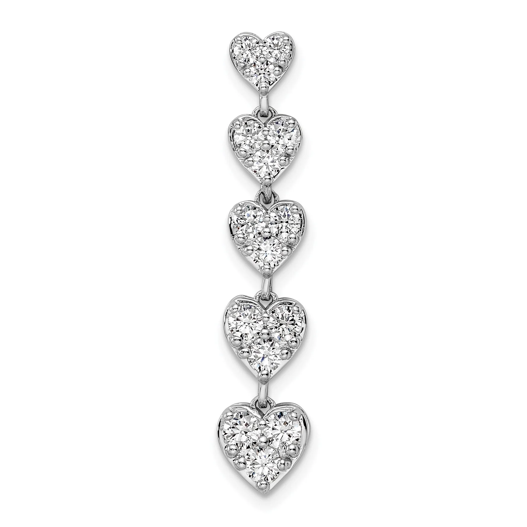 Artisan 1 ct Lab Grown Diamond Five Heart Bar Pendant 14k Gold High-Quality