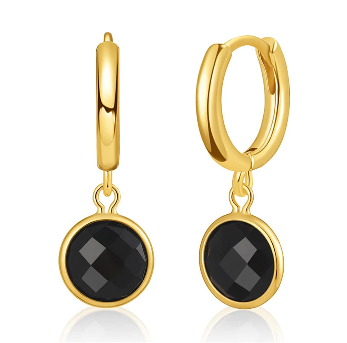 Sustainable Black Crystal Goldtone Round Huggie Earrings Durable