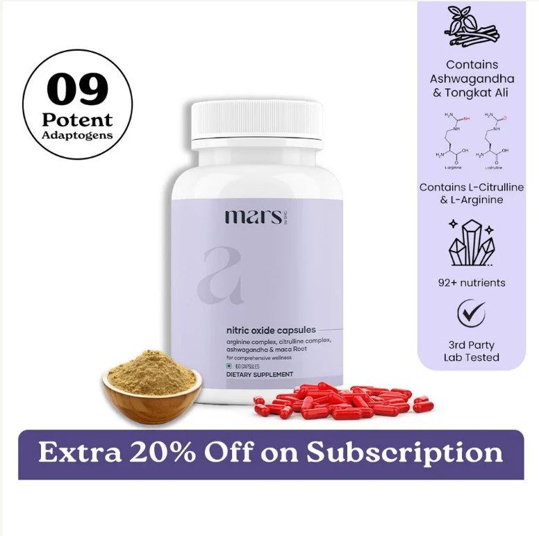 Proven Mars Nitric Oxide Capsules with L-Arginine L-Citrulline Adaptogens – Circulation Endurance Recovery Support 60N Official