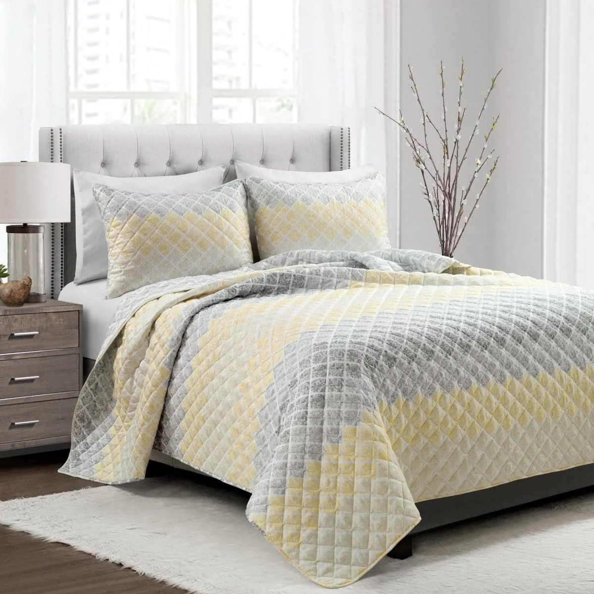 Crafted Medallion Ombre Reversible Quilt 3 Piece Set User-Friendly