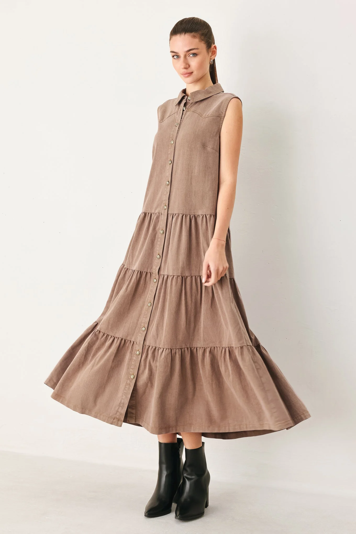 Relaxed Rustic Romance Woven Midi Dress Proven
