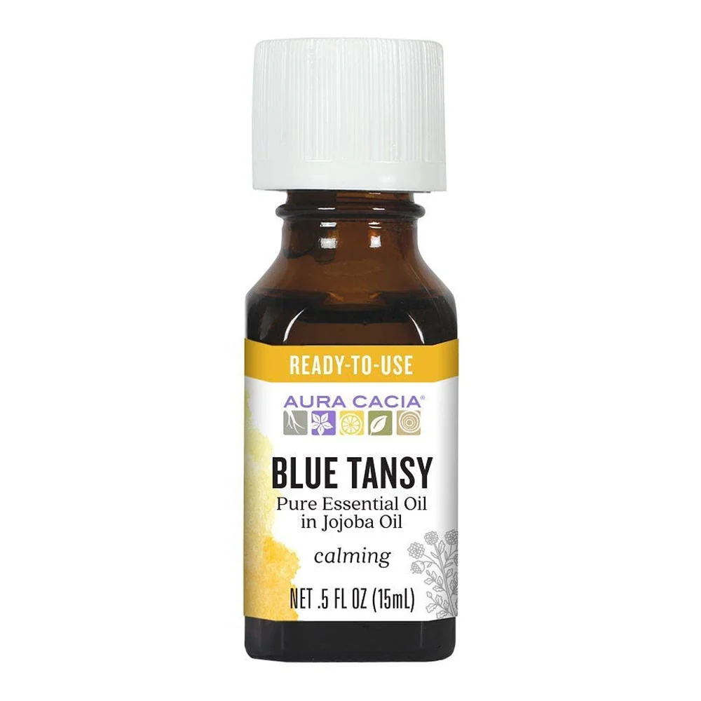 Aura Cacia Blue Tansy Pure Essential Oil in Jojoba Oil 0.5 Oz Efficient