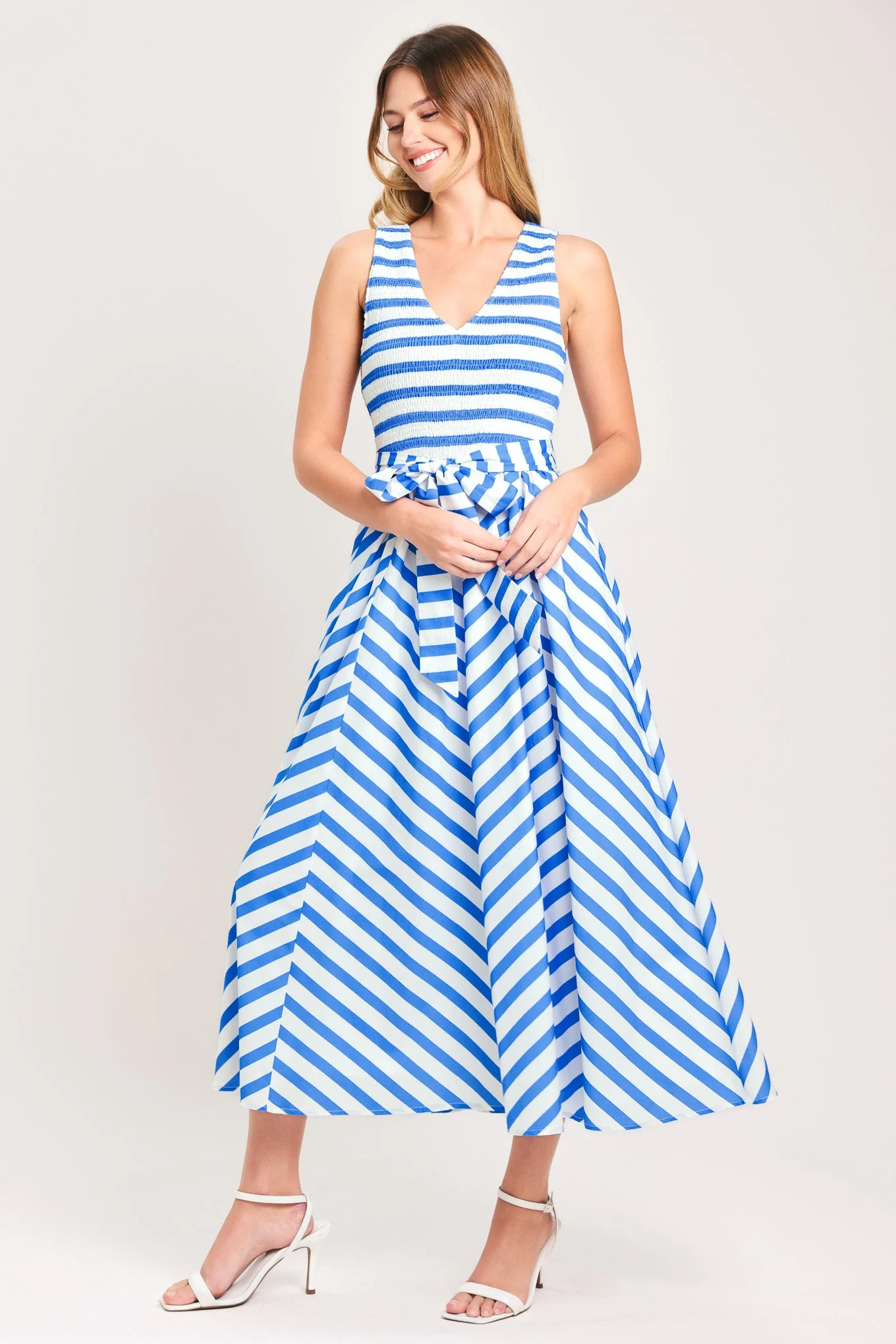Minimalist Blue Serena Woven Midi Dress Certified