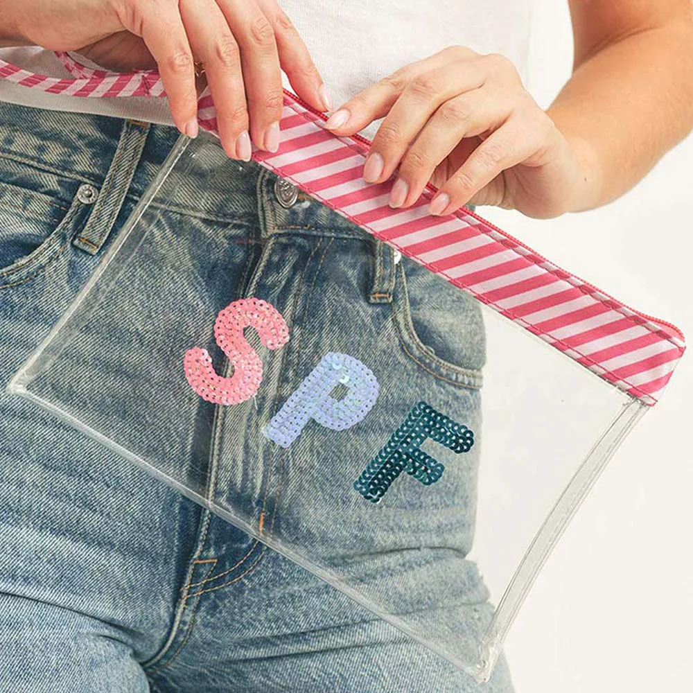 Outstanding SPF Sequin Message Wristlet Transparent Clutch Bag Crafted