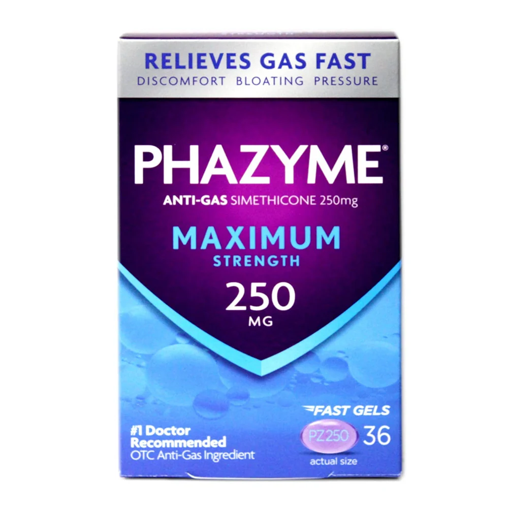 Organic Phazyme Maximum Strength 250 mg Anti-Gas Simethicone Soft Gels 36 Ea Solid