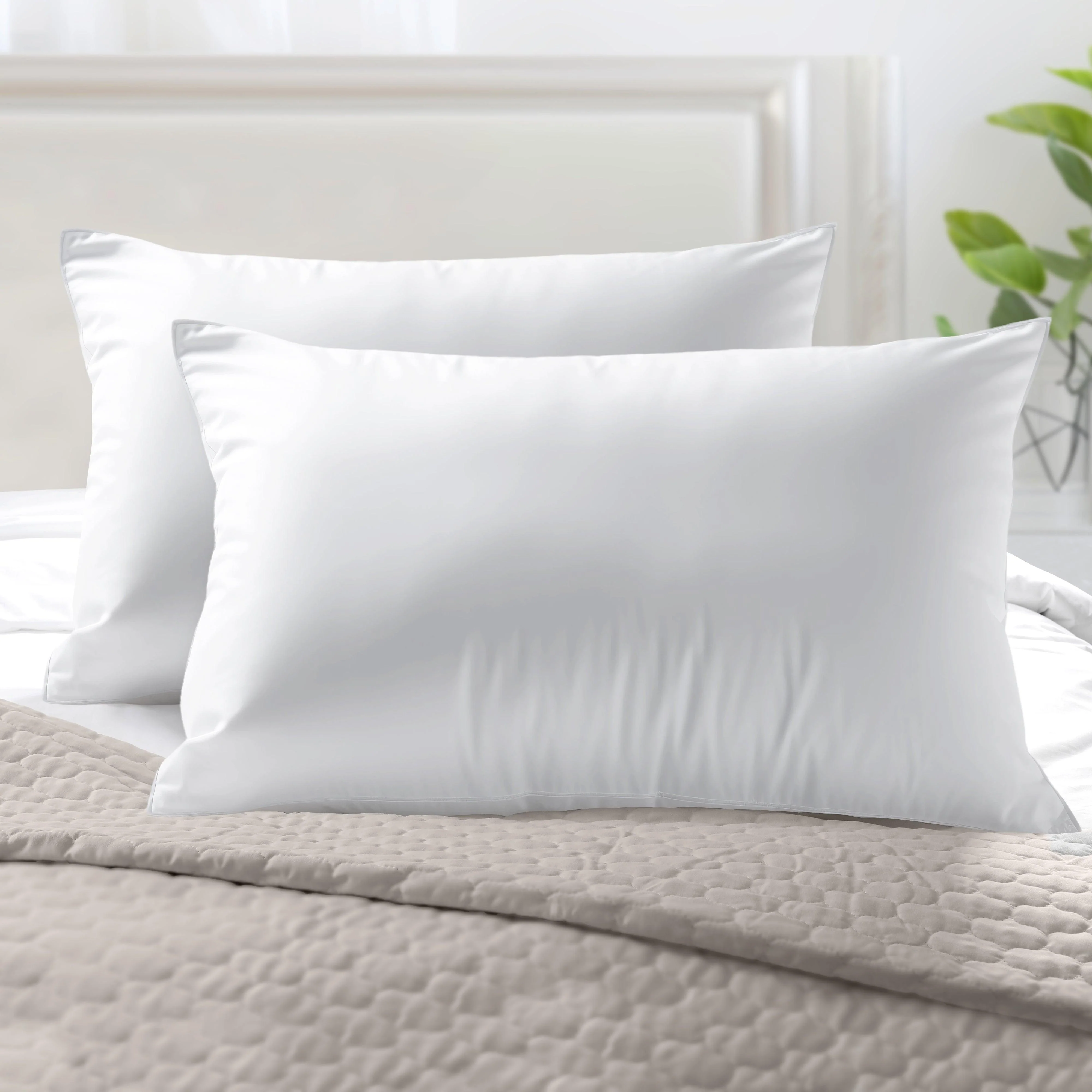 Original Elegant Comfort Retreat Solid Cotton Shell Hotel Pillows Gel-Infused Filling - Set of 2 Clean