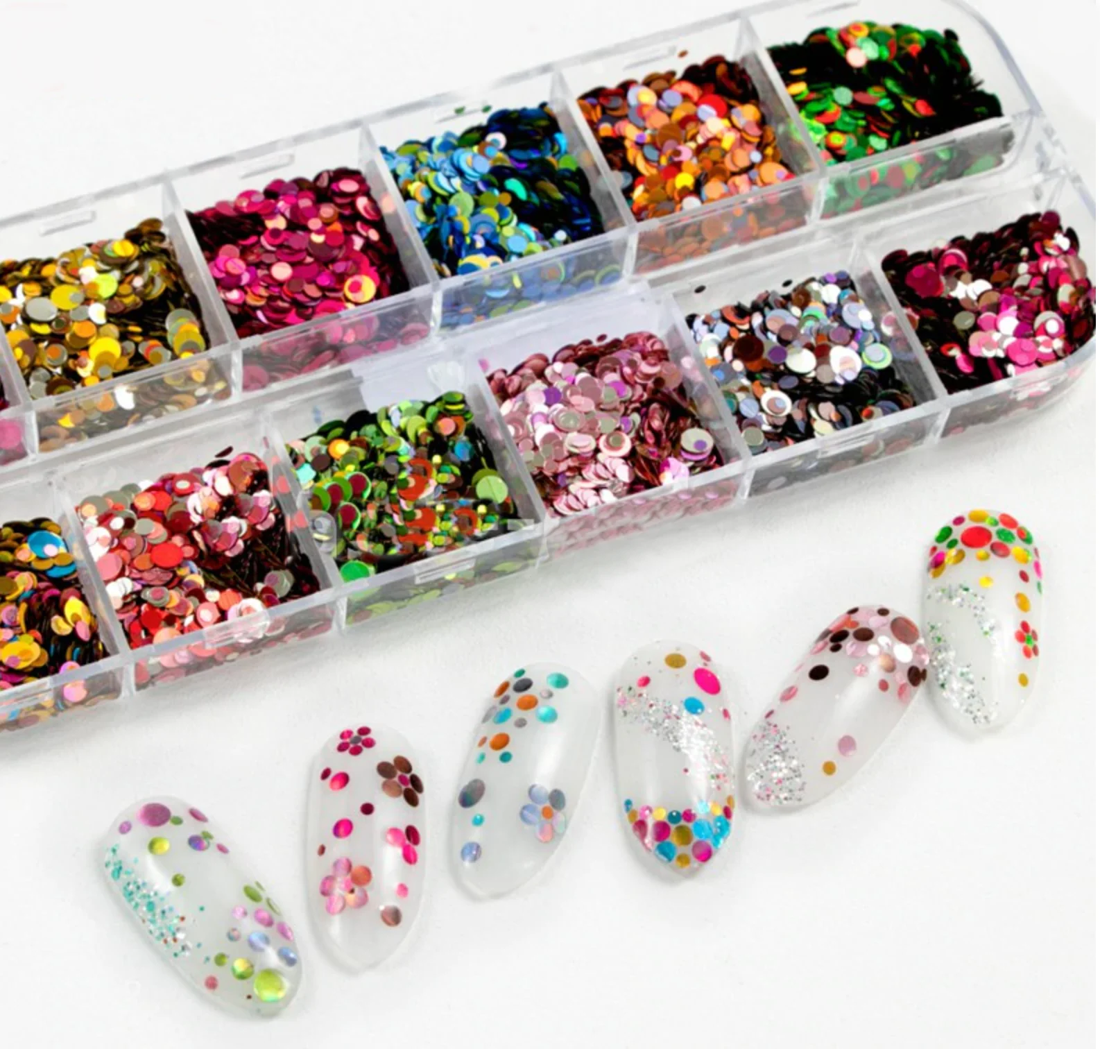Casual Glitter Kit Sets with 12 Different Dots Multi Sized - Mixed Colors Prestigious
