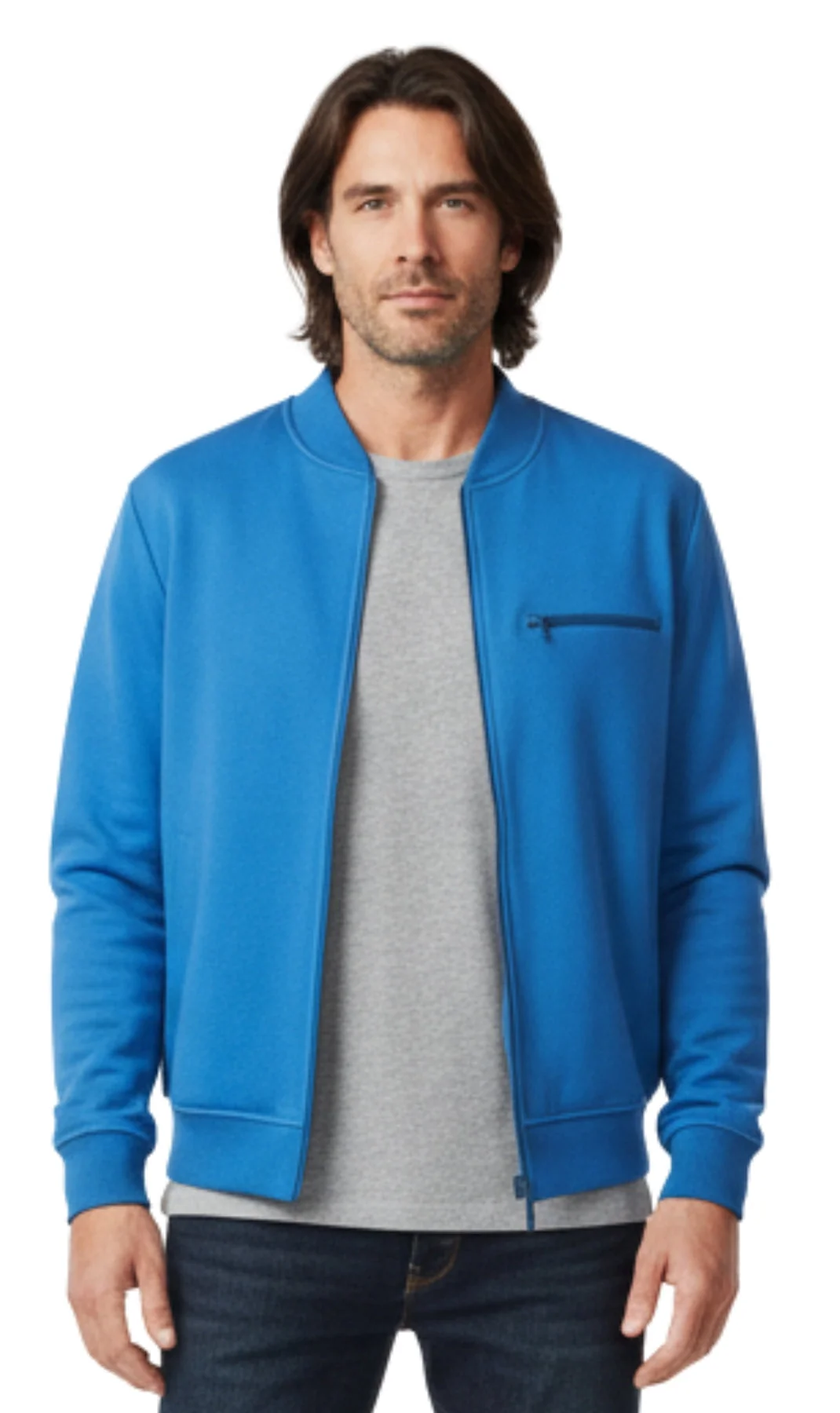 Sophisticated Men's Classic Zip-Up Baseball Fleece Jacket in Lightweight Cotton Blend Fabric with Sporty Edge Efficient