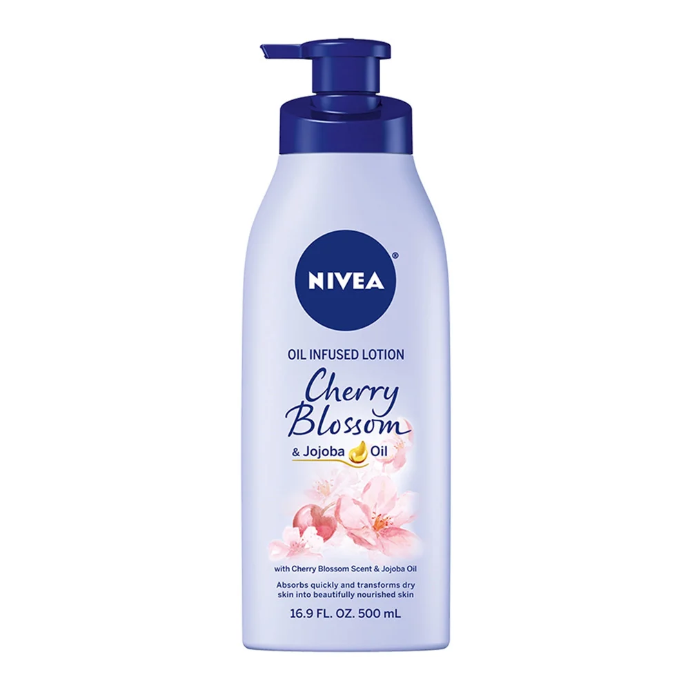 Crafted Nivea Oil Infused Lotion Cherry Blossom and Jojoba Oil For Skin 16.9 oz Modern