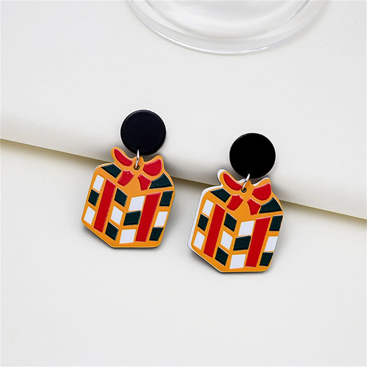 Trusted Red Yellow Gift Box Drop Earrings Convenient