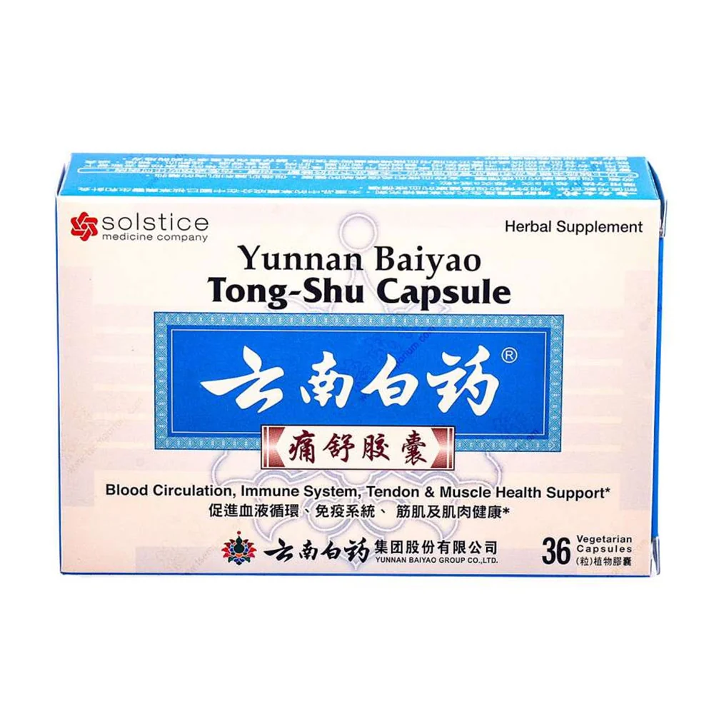 Expertly Made Solstice Medicine Company Yunnan Baiyao Tong Shu vegetarian Capsule 36 Ea Soft