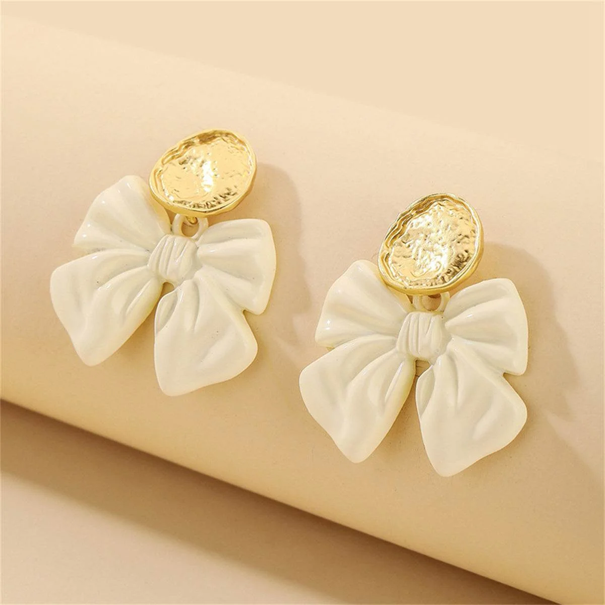 Solid Enamel Goldtone Bow Drop Earrings Specialty