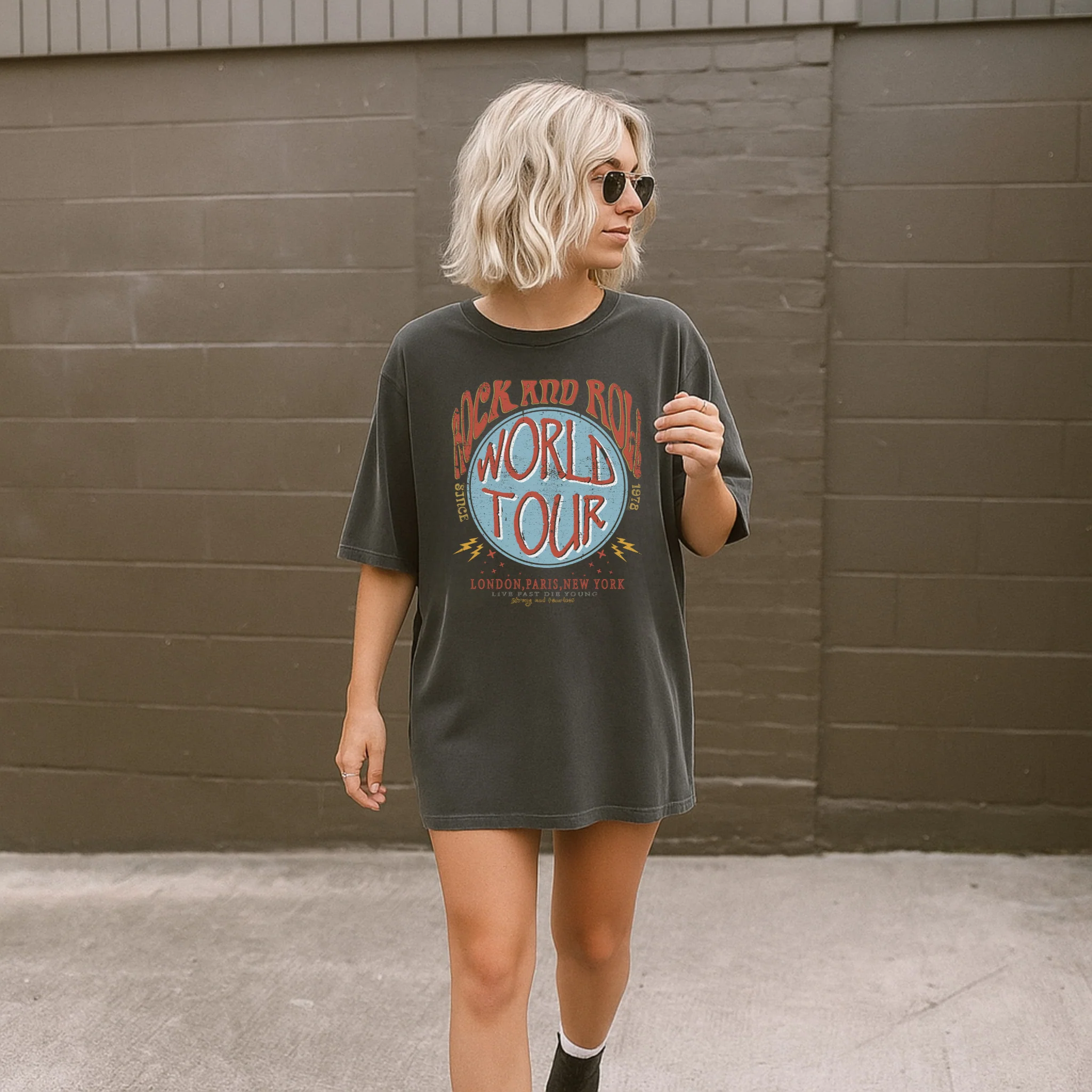 Crafted Rock and Roll World Tour Graphic Tee Specialty