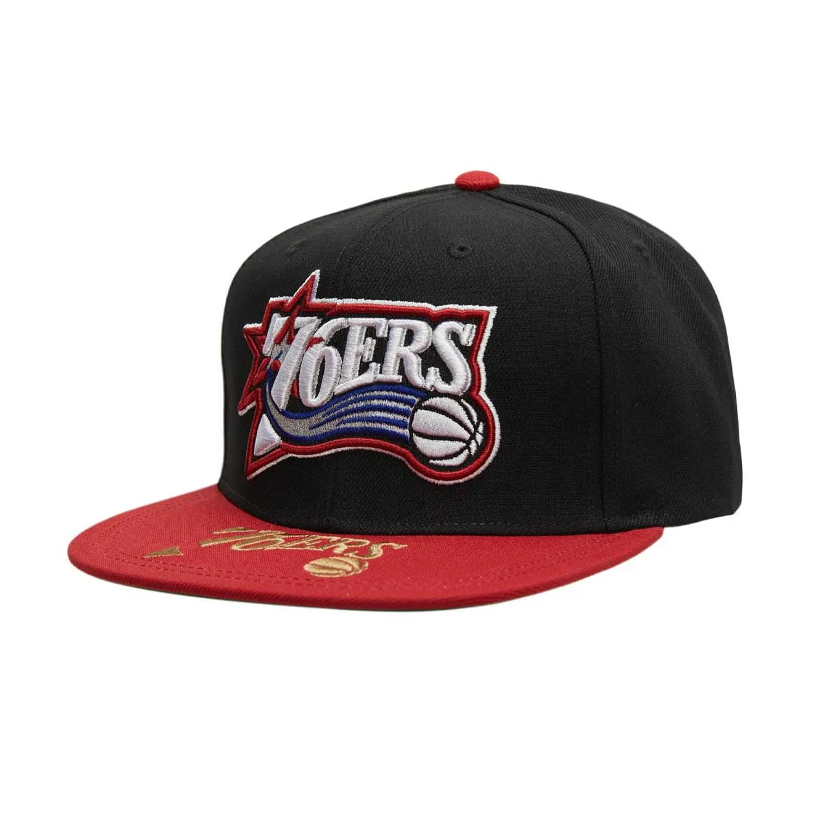 Safe Mitchell Ness Men's NBA Logo Bill Snapback Hwc 76Ers Snapback Caps Crafted