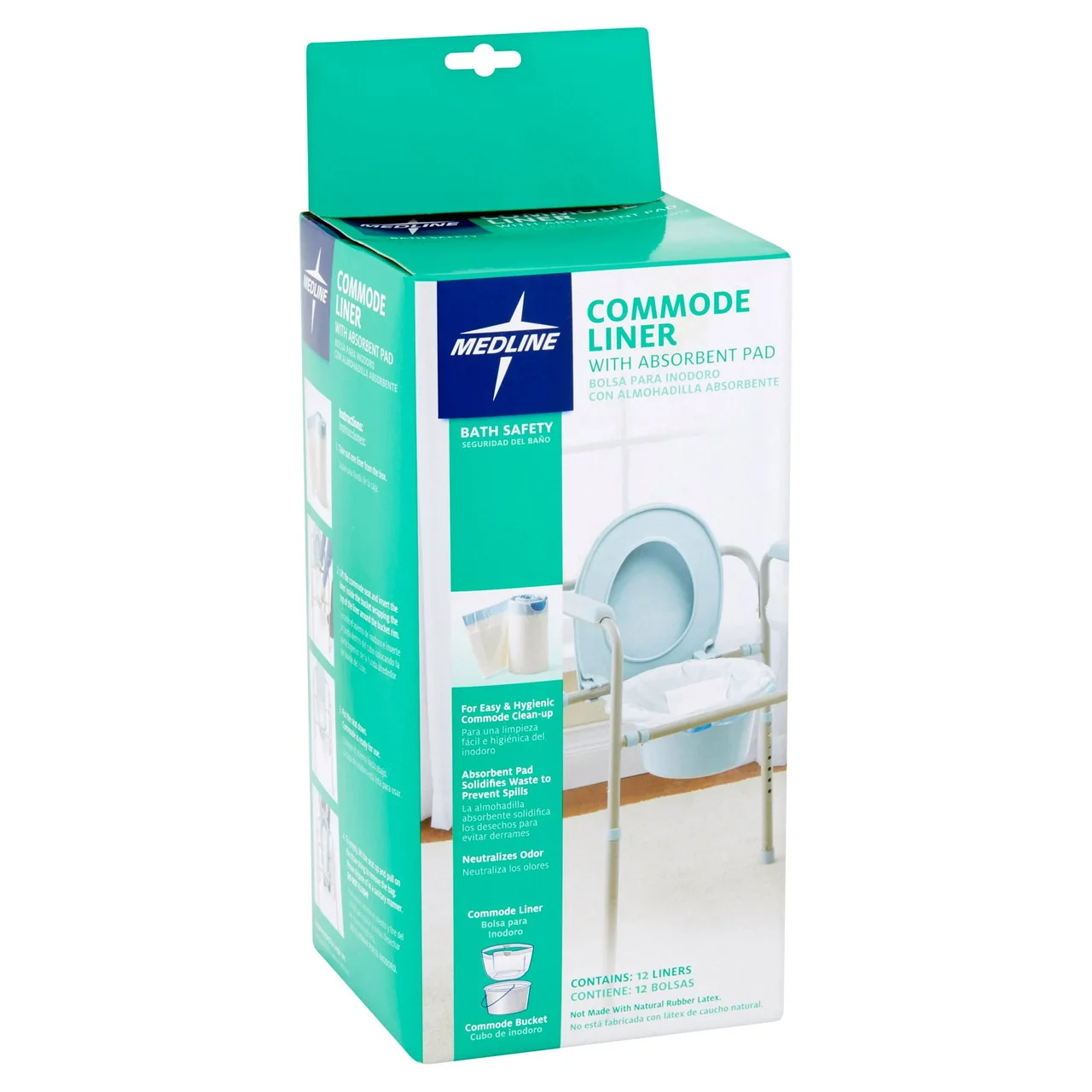 Superior Medline Disposable Plastic With Absorbent Pad Commode Liner Bags - 12 ea Certified