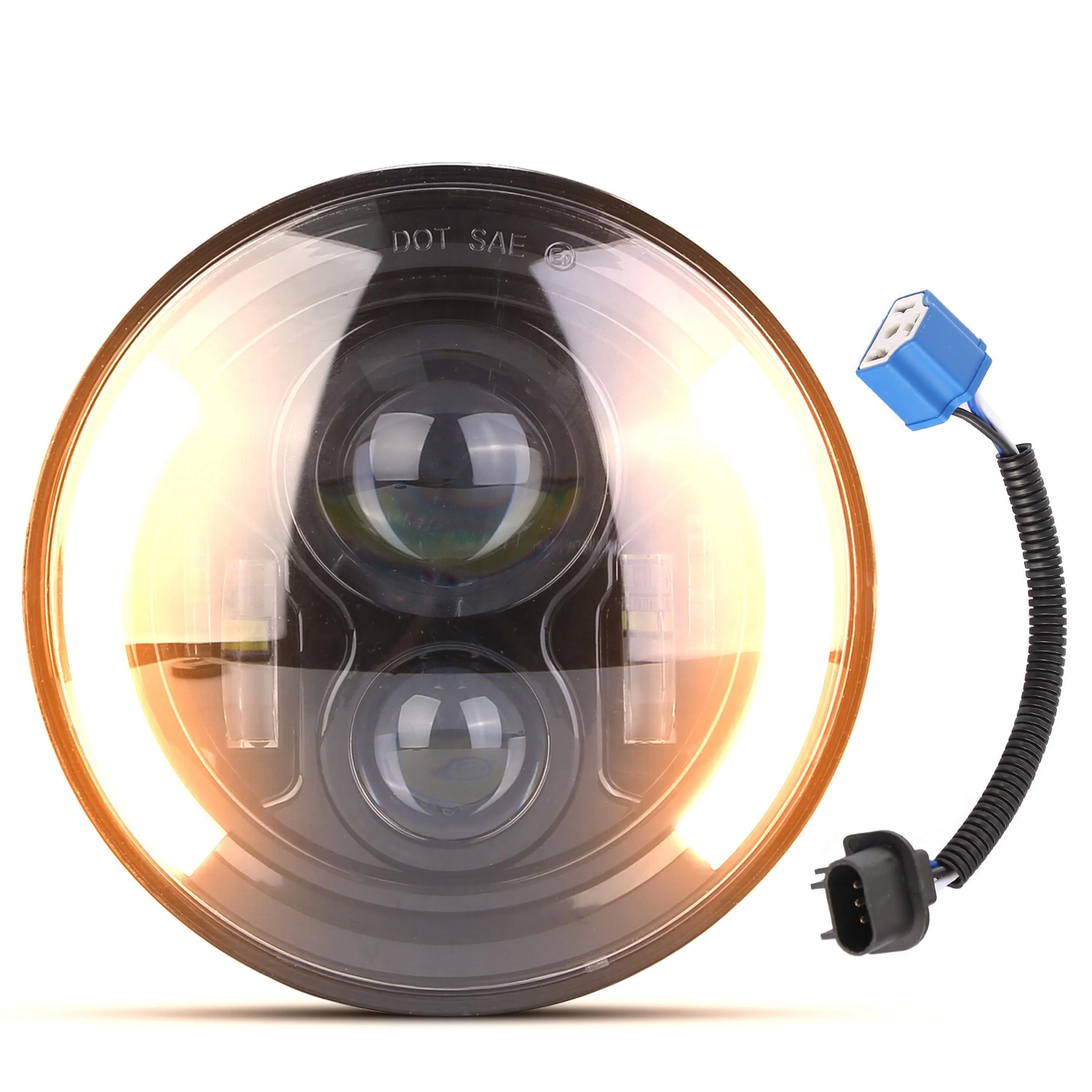 Smooth Fresh Fab Finds 2Pcs 7In 40W Round LED Headlights 3800LM Halo Car Headlamp with DRL Turn Light High Low Beam Fit for Honda Yamaha Motorcycle Jeep Wrangler TJ JK CJ First-Class