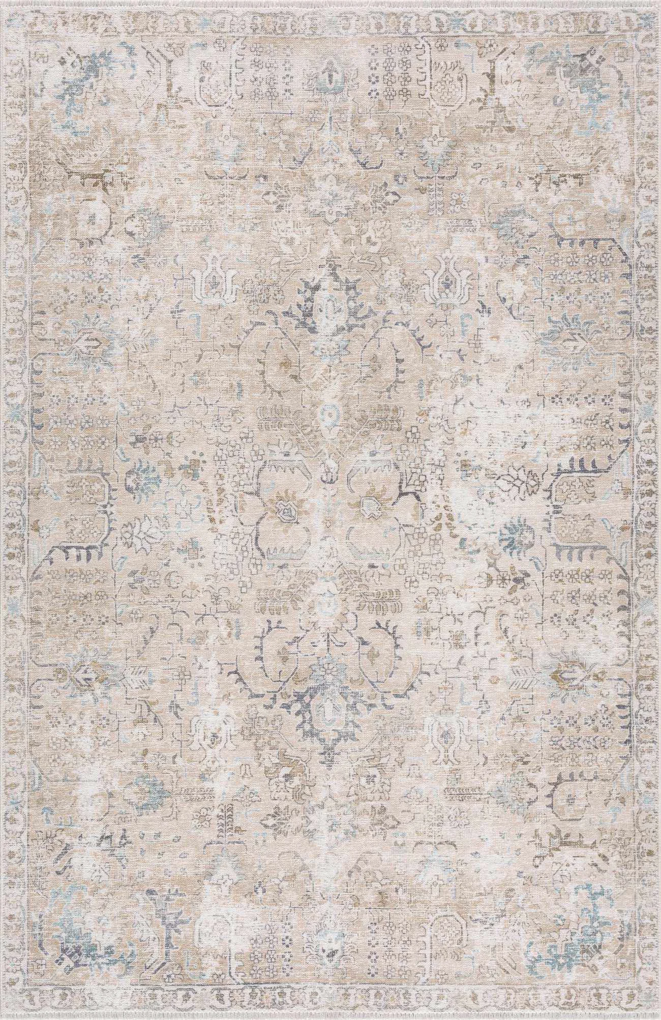 Exclusive Beige Holi-4600 Washable Area Rug Casual