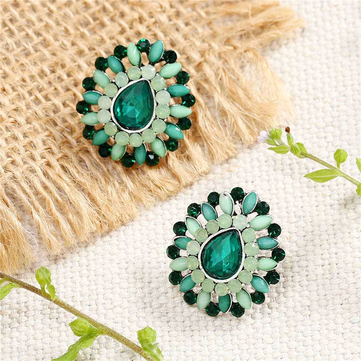 Verified Green Crystal Cubic Zirconia Stud Earrings Certified