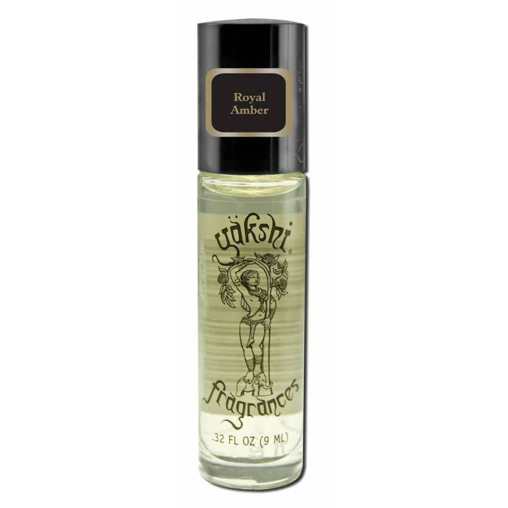 Green Yakshi Naturals Roll On Botanical Fragrance Royal Amber 0.32 Oz Sophisticated