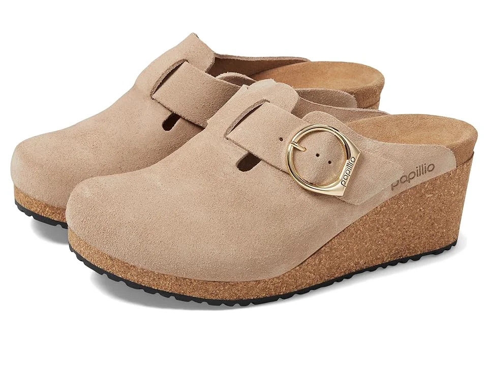 Contemporary Birkenstock Fanny Ring Buckle Suede Leather Wedge Clogs Narrow Casual